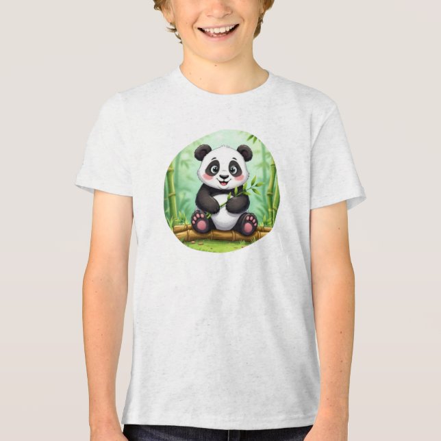 Camiseta Triblenda Cute Cartoon Panda on Bamboo Patch (Anverso)