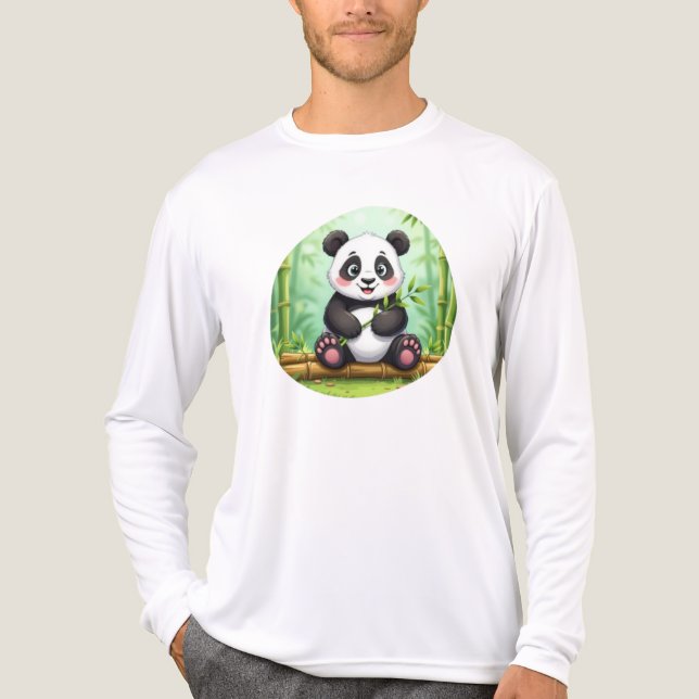 Camiseta Triblenda Cute Cartoon Panda on Bamboo Patch (Anverso )