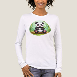 Camiseta Triblenda Cute Cartoon Panda on Bamboo Patch