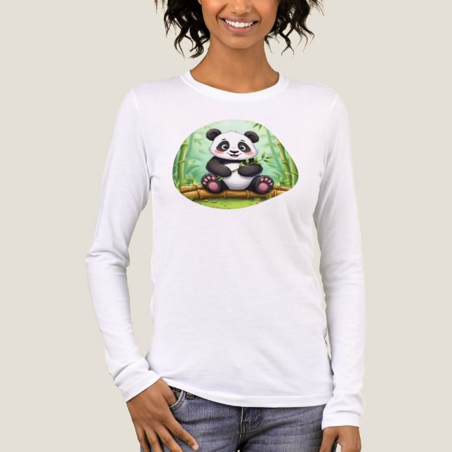 Camiseta Triblenda Cute Cartoon Panda on Bamboo Patch (Anverso)