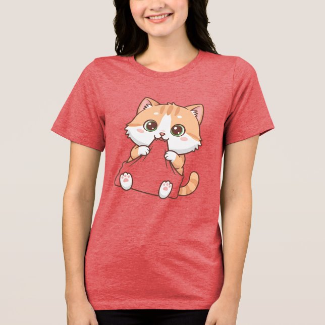 Camiseta Triblenda Cute Cat Bite Happens T-shirt (Anverso)