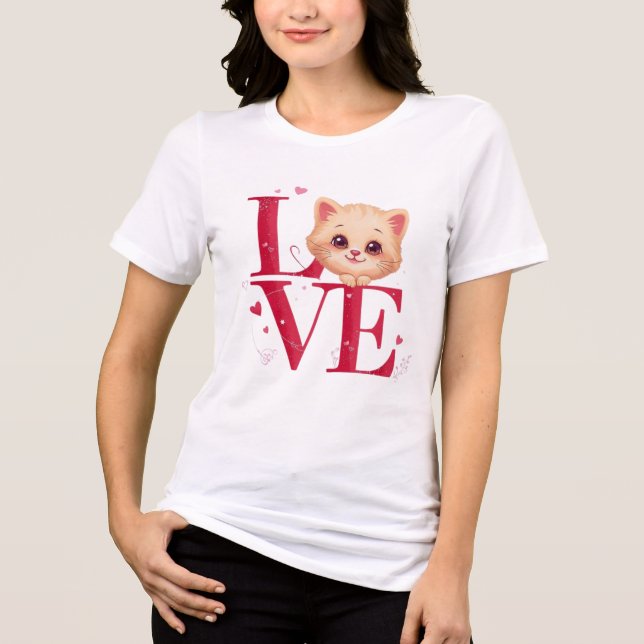 Camiseta Triblenda Cute Cat LOVE Valentine’s Day Gift (Anverso)