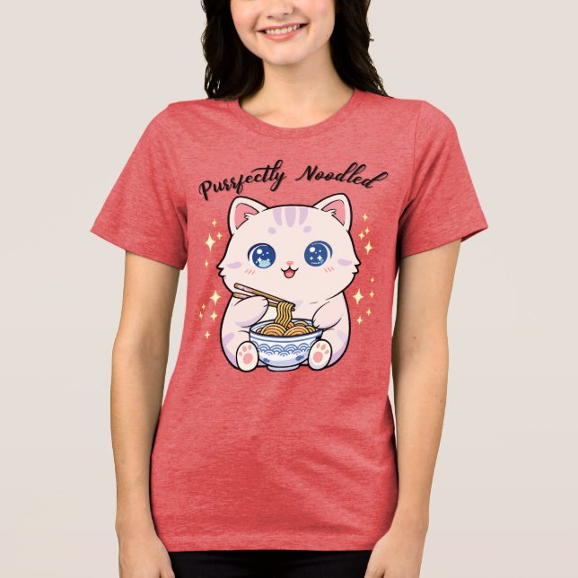 Camiseta Triblenda Cute Cat Purrfectly Noodled T-shirt (Anverso)
