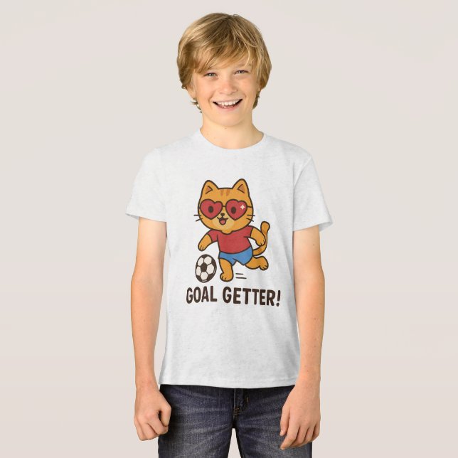 Camiseta Triblenda Cute Cat Soccer Player | Goal Getter Motivation  (Anverso Completo)