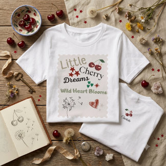 Camiseta Triblenda Cute Cherry Pattern Mint Green Cottagecore