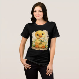 Camiseta Triblenda Cute Chick Flower T-Shirt Kawaii Animal Gift