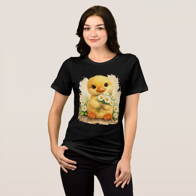Camiseta Triblenda Cute Chick Flower T-Shirt Kawaii Animal Gift (Anverso Completo)