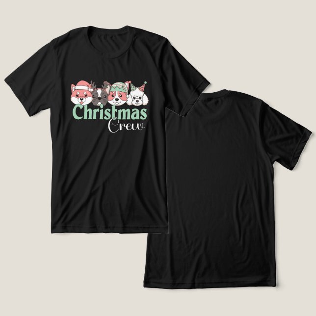 Camiseta Triblenda Cute Christmas Dog Crew (Diseño Anverso y Reverso)