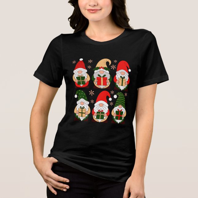 Camiseta Triblenda Cute Christmas Gnomes  (Anverso)