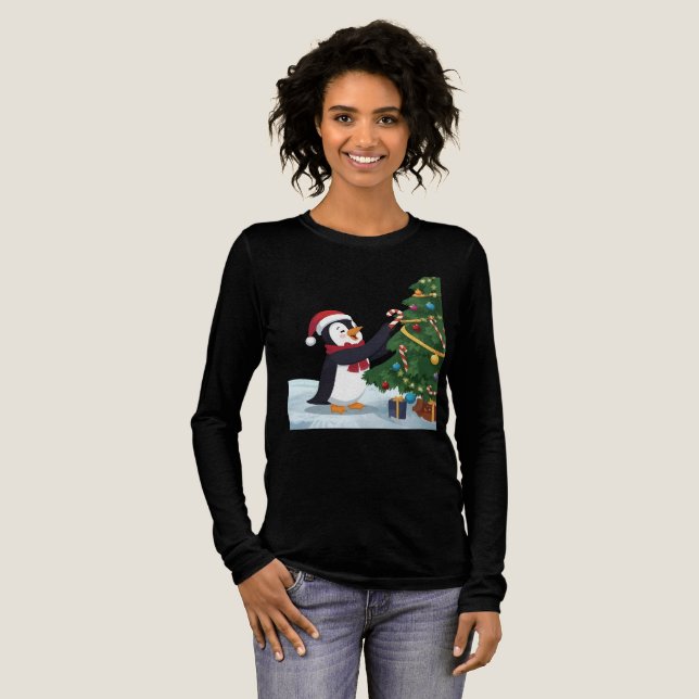 Camiseta Triblenda Cute Christmas Penguin T-Shirt (Anverso Completo)