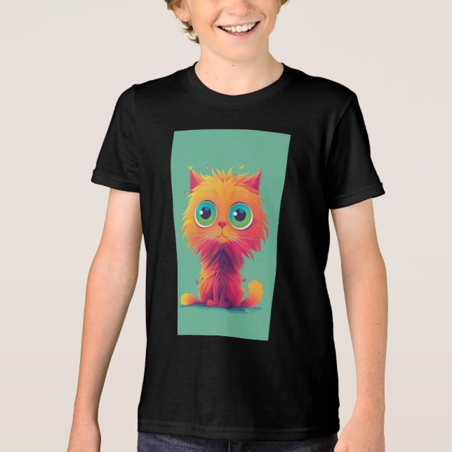 Camiseta Triblenda Cute Colorful Kitten Illustration – Kids T-Shirt | (Anverso)