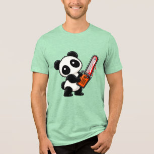 Camiseta Triblenda Cute Creepy Chainsaw Zombie Panda