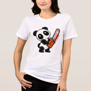 Camiseta Triblenda Cute Creepy Chainsaw Zombie Panda se traduce a Pan