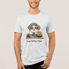 Camiseta Triblenda Cute Dog and Cat Knitting Together Graphic Design