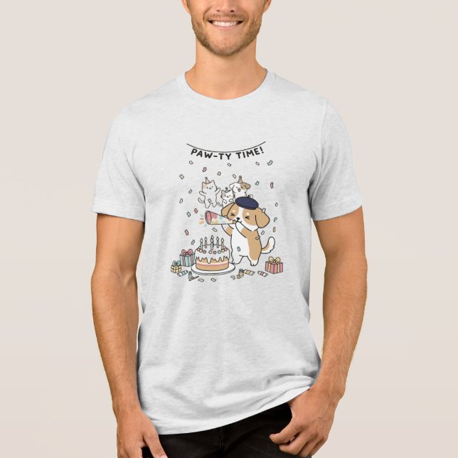 Camiseta Triblenda Cute Dog Paw-ty Time Birthday Celebration Graphic  (Anverso)