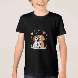 Camiseta Triblenda Cute Dogs with Soccer Ball on Valentines Day