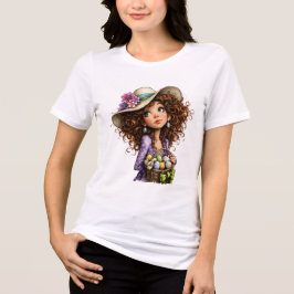 Camiseta Triblenda Cute Easter Girl with Eggs Spring Art