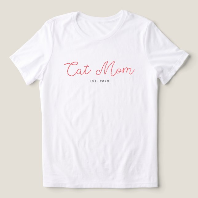 Camiseta Triblenda Cute Embroidered Cat Lover Mom Add Your Text (Diseño delantero )