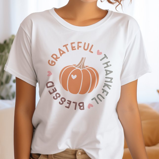 Camiseta Triblenda Cute Fall Brompkin Gracioso Agradecido Cita Bendec (Subido por el creador)