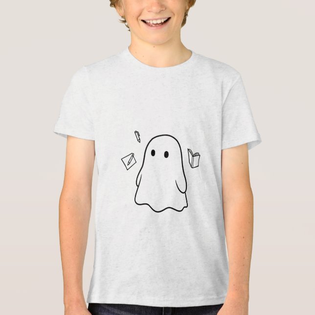 Camiseta Triblenda cute floating ghost with stationary (Anverso)