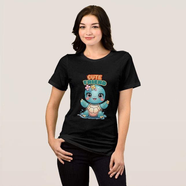 Camiseta Triblenda Cute Friend | Sea Turtle Tri-Blend T-Shirt (Anverso Completo)