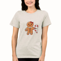 Cute Gingerbread Girl with Broken Candy Cane Heart