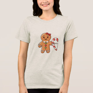 Camiseta Triblenda Cute Gingerbread Girl with Broken Candy Cane Heart