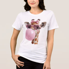 Camiseta Triblenda Cute Giraffe with Bubble Gum Tee