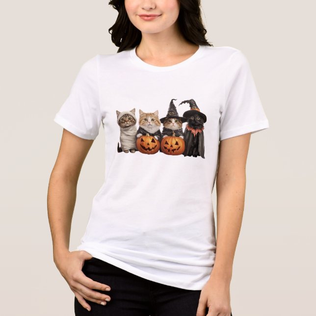 Camiseta Triblenda Cute Halloween Cats T-Shirt 🎃 (Anverso)