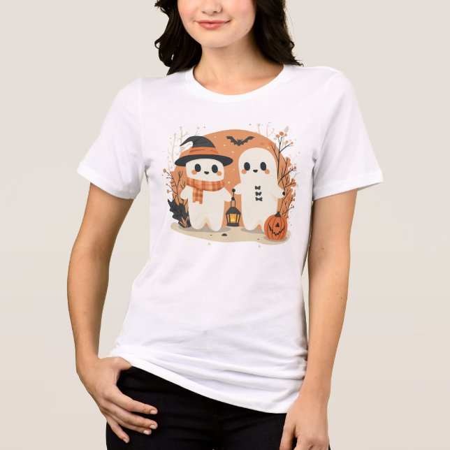 Camiseta Triblenda Cute Halloween Ghosts T-Shirt (Anverso)