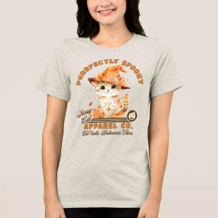 Camiseta Triblenda Cute Halloween Vibes Kitty Witch Gorra Purrfect