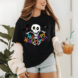 Camiseta Triblenda Cute Happy Halloween Skeleton