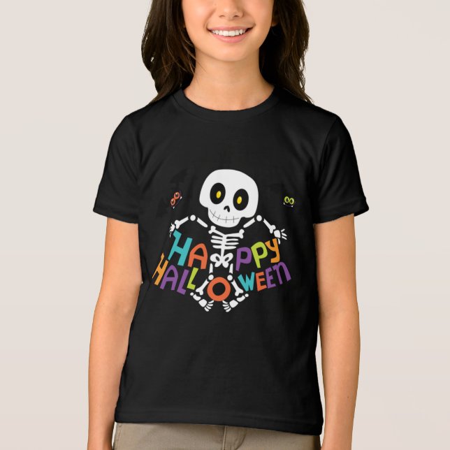Camiseta Triblenda Cute Happy Halloween Skeleton (Anverso)