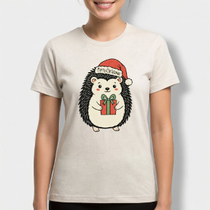 Camiseta Triblenda Cute Hedgehog Feliz Navidad