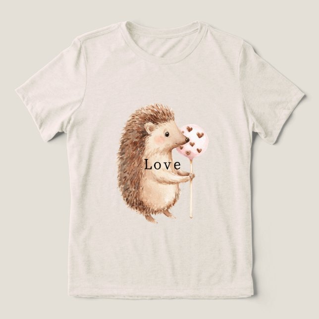 Camiseta Triblenda Cute Hedgehog Hearts Love (Diseño delantero )