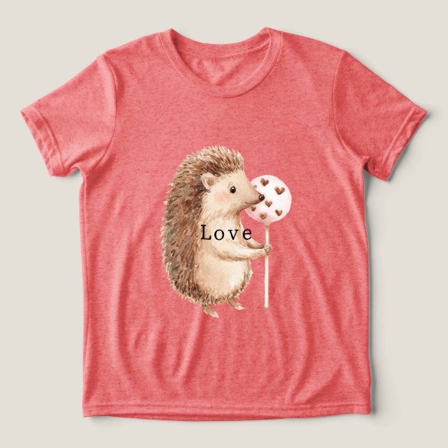 Camiseta Triblenda Cute Hedgehog Hearts Love (Diseño delantero )