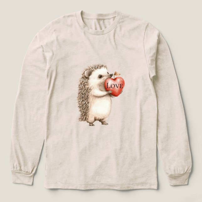 Camiseta Triblenda Cute Hedgehog with Red Heart Love (Diseño traserp)
