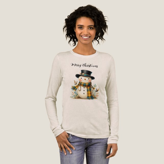 Camiseta Triblenda Cute Holiday Snowman T-Shirt (Anverso Completo)