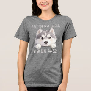 Camiseta Triblenda Cute Husky Dog Snacks Quote Funny Minimalist