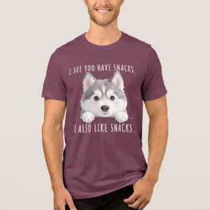 Camiseta Triblenda Cute Husky Dog Snacks Quote Funny Minimalist