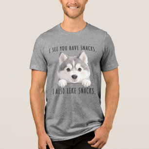 Camiseta Triblenda Cute Husky Dog Snacks Quote Funny Minimalist