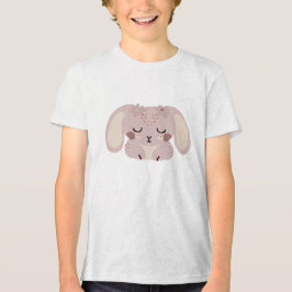 Camiseta Triblenda Cute Kawaii Bunny Illustration with Floral Details