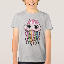 Camiseta Triblenda Cute Kawaii Jellyfish con tentáculos arcoiris