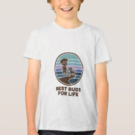 Camiseta Triblenda Cute kid and puppy on a road