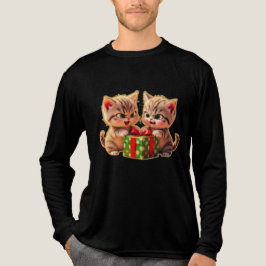 Camiseta Triblenda **Cute Kittens Fighting Over a Gift – Funny Christ