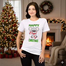 Camiseta Triblenda Cute Koala Bear Happy Christmas T-Shirt