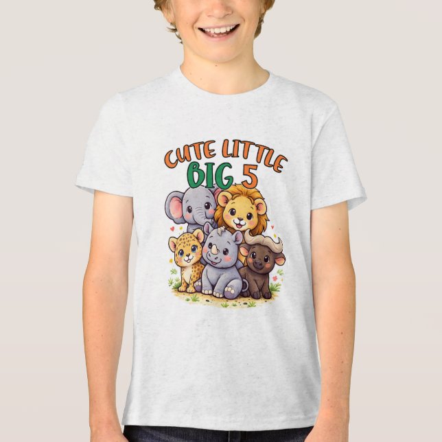Camiseta Triblenda Cute Little Big 5 Safari Nursery Heart Art. (Anverso)