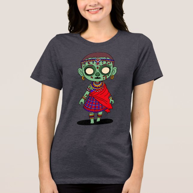 Camiseta Triblenda Cute Maasai Zombie (Anverso)