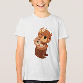 Camiseta Triblenda Cute Mama Bear Hugging Baby Cub Illustration