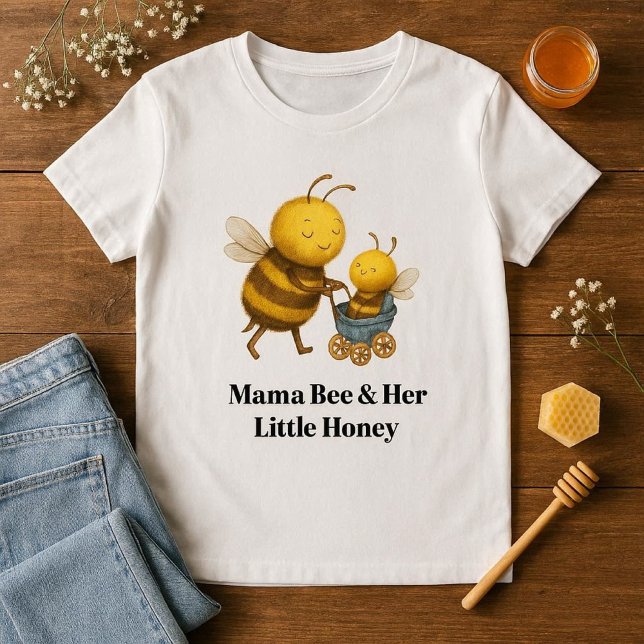 Camiseta Triblenda Cute Mama Bee & Her Little Honey Mother's Day  (Cute watercolor illustrated Moma bee & baby bee.  Gift Idea for Mother's Day )